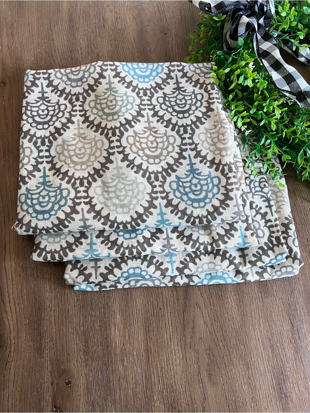 Better Homes & Gardens Single Curtain Panel Blue Lace Fan Print 50x84” Set of 4